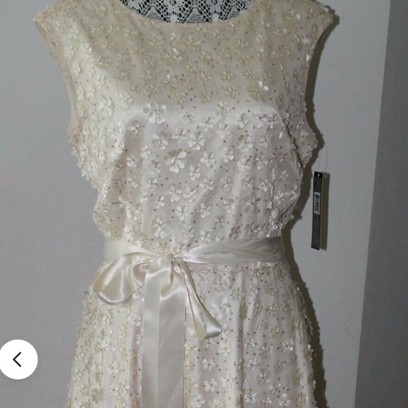 NWT Tahari Arthur S. Levine Floral Applique Gown Wedding Prom Bridesmaid Sz 14 - Picture 5 of 12